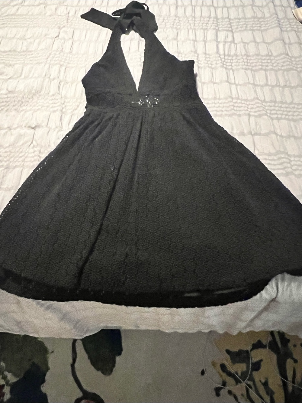 Free People Black Backless Halter Lace Dress